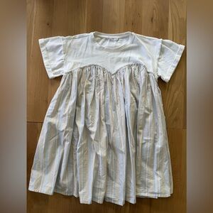 TALULAH White and Light Blue Striped Mini Dress